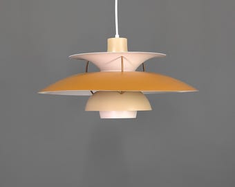 Lampada a sospensione Louis Poulsen PH 5 marrone / Plafoniera vintage danese restaurata