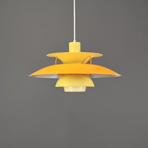 Louis Poulsen PH 5 lamp, Poul Henningsen lamp, PH 5 lamp, Danish design, mid century modern, Louis Poulsen, PH5, orange and yellow