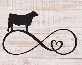 Steer Infinity Heart - Stock Show, Livestock Show, 4-H, Show Cattle , Digital File, SVG, Cricut, Silhouette, Cut File, Vinyl Decal