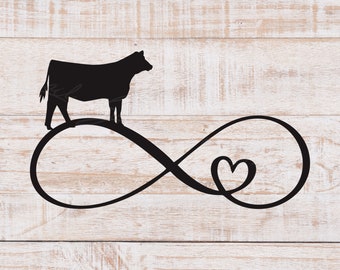 Heifer Infinity Heart - Stock Show, Livestock Show, Show Cow, Cattle, Digital File SVG, Cricut Silhouette Cut File for Vinyl Decal 1349