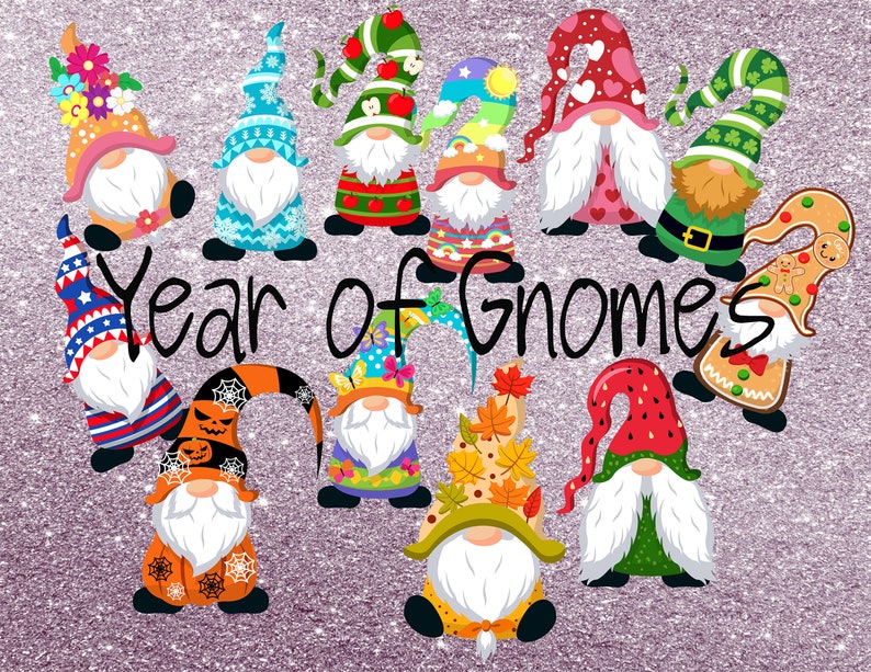 Year of Gnomes Calendar 12 Months 12 Pages No Dates Digital Etsy Canada