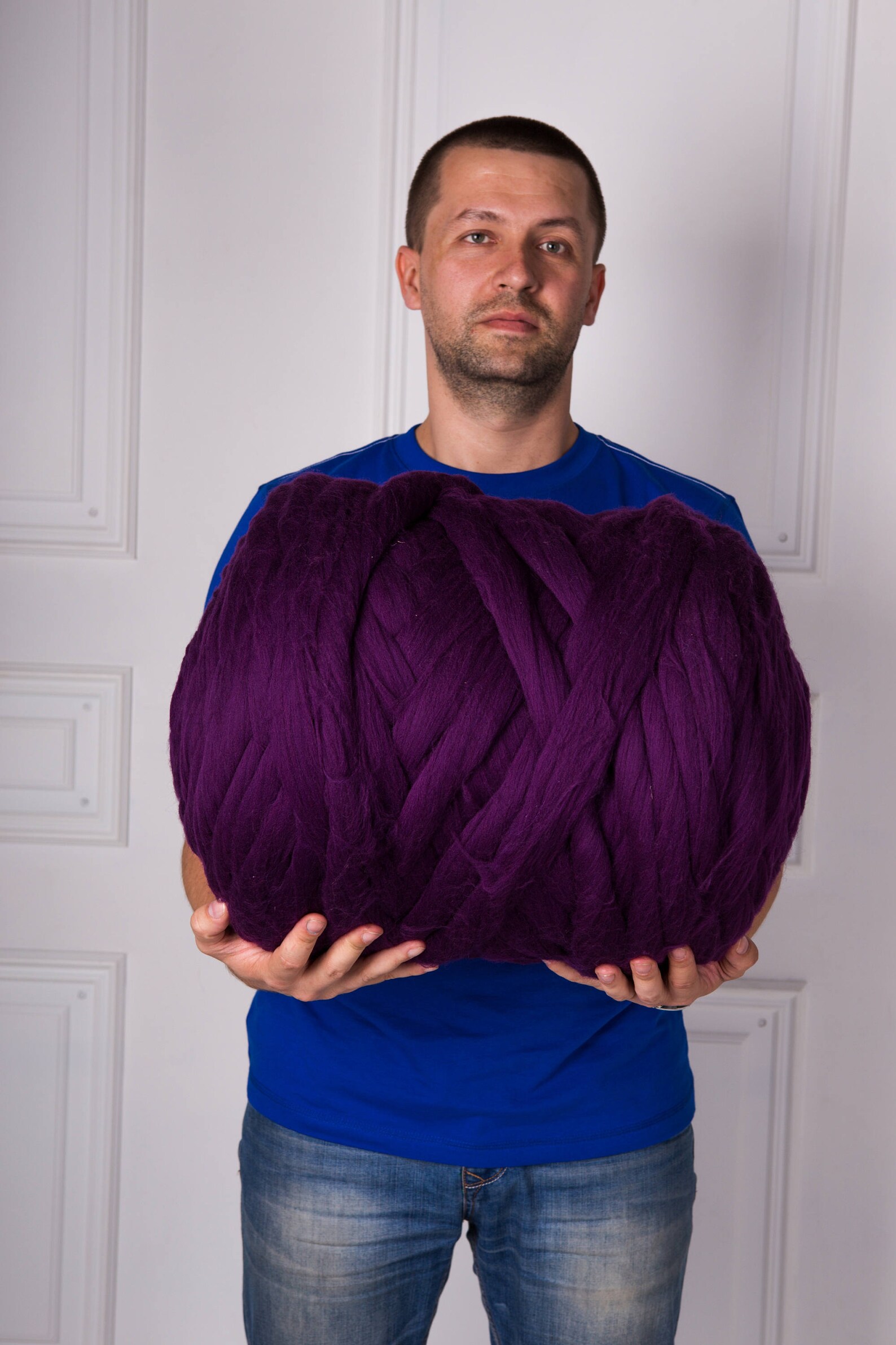 Unspun roving Solid dyed Merino wool yarn Chunky yarn Etsy