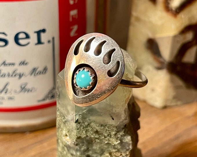 Vintage Western Style Turquoise Sterling Silver Ring size 8
