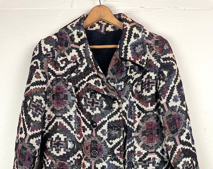Vintage 1990 Floral Tapestry Peacoat