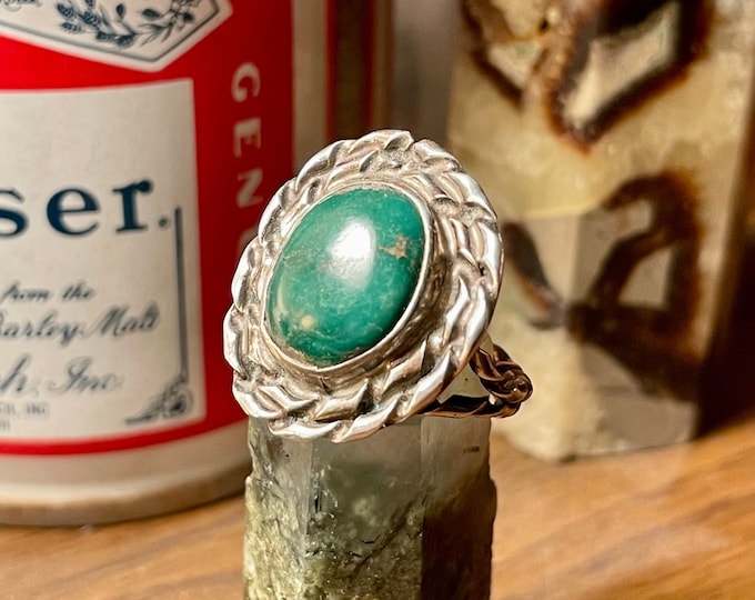 Vintage Western Style Turquoise Sterling Silver Ring size 5
