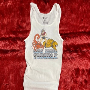 Ribbed Tank with Here Comes Trouble Vintage Inspired Tank