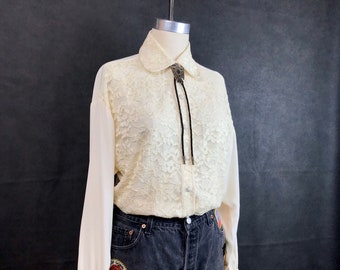 Vintage 1970 1980 Lace Button Jennifer Lloyd Blouse