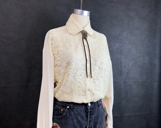 Vintage 1970 1980 Lace Button Jennifer Lloyd Blouse