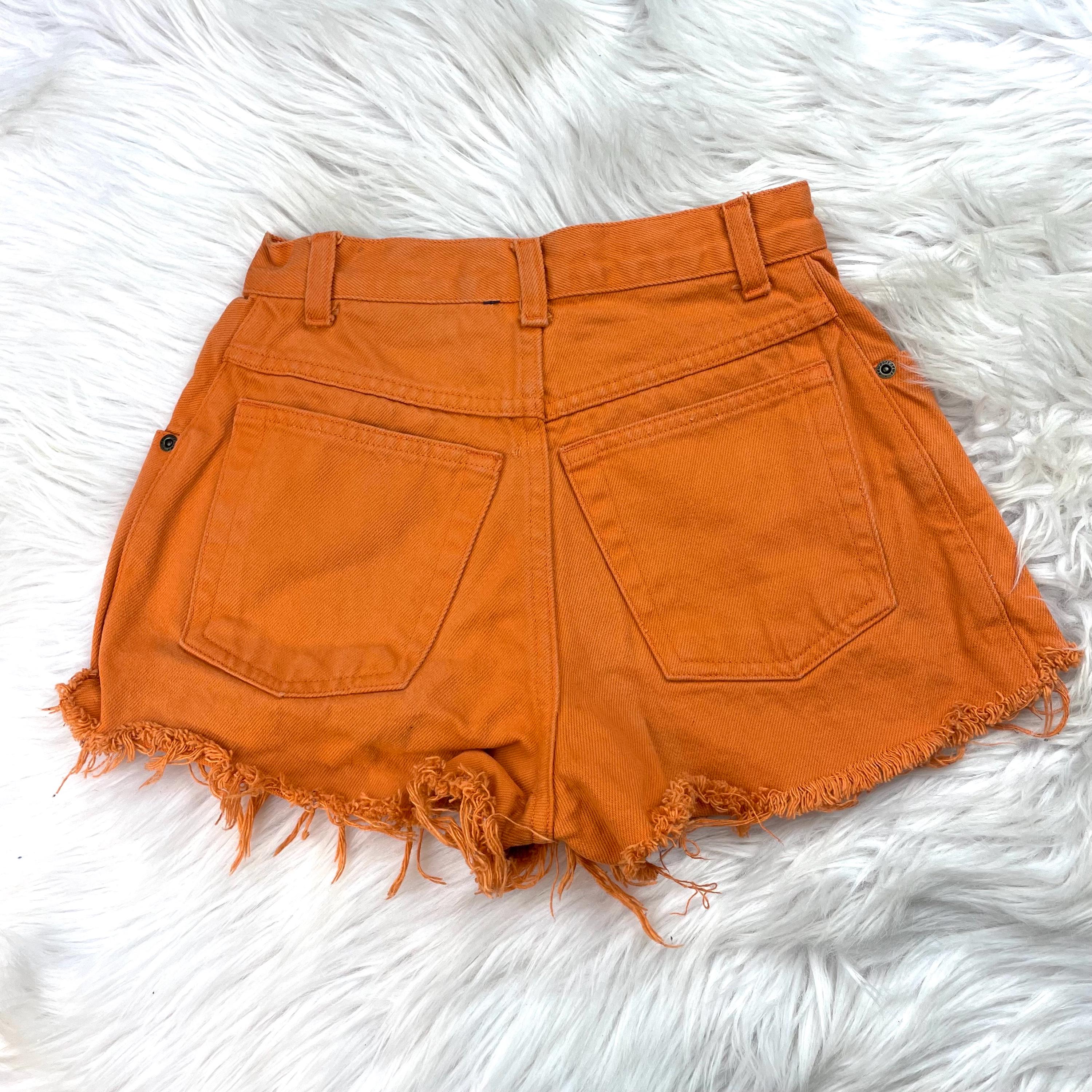 Vintage Newport News Orange Denim Shorts Waist 24