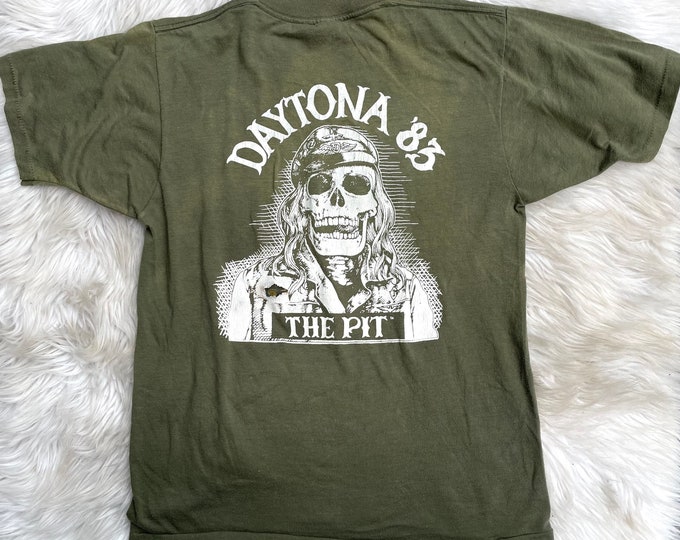 Vintage 1983 Daytona Bike Week Special Forces Skeleton Biker Shirt