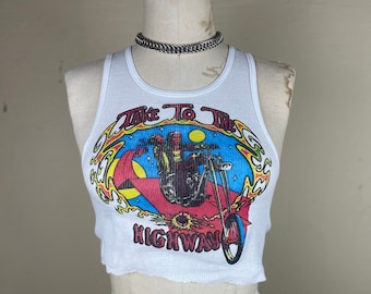 Ribbed Tank with Take It To The Highway Vintage Inspired Motorcycle Graphic