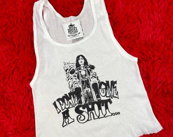 Ribbed Tank with I Don’t Give A Shit Vintage Inspired Graphic
