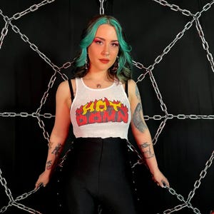 Ribbed Tank With Hot Damn Vintage Inspired Graphic