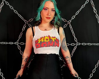 Ribbed Tank With Hot Damn Vintage Inspired Graphic