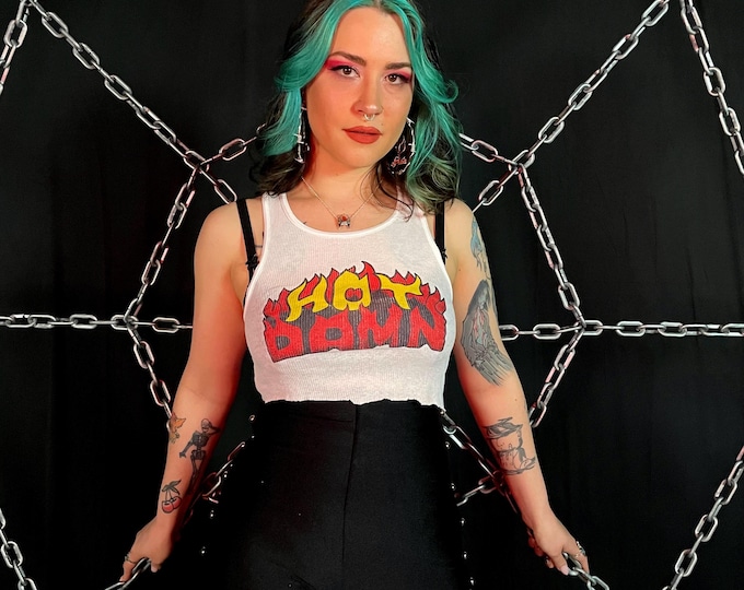 Ribbed Tank With Hot Damn Vintage Inspired Graphic