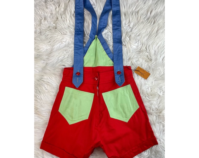 Vintage 1960 Henri Bendel Color Blocked Overall Shorts NWT Limited Edition