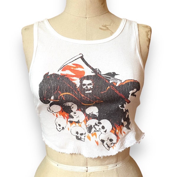 Débardeur côtelé avec graphique d'inspiration vintage Reaper Madness