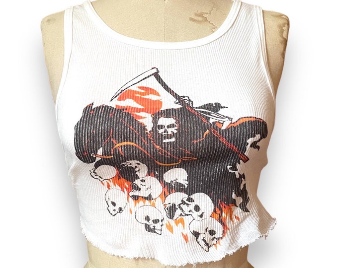 Ribbed Tank with Reaper Madness Vintage Inspired Graphic