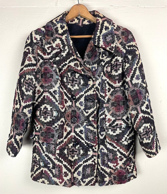 Vintage 1990 Floral Tapestry Peacoat