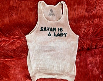The "SATAN IS A LADY" Vintage Inspired Ribbed Tank