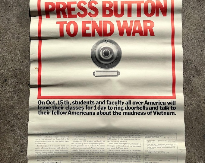 Vintage 1970 Vietnam Peace Poster 25” x 35”