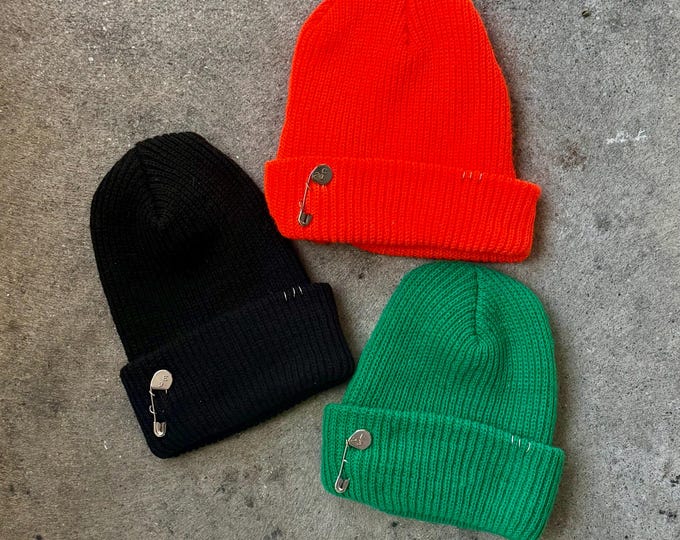 Featured listing image: The “Pinned & Pierced” Knit Beanie