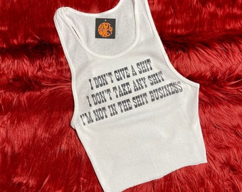 Ribbed Tank with I Don’t Give A Shit Vintage Inspired Graphic