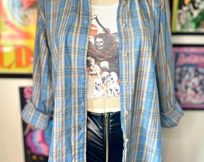 Vintage 1980 Baby Blue Woolrich Woman Flannel