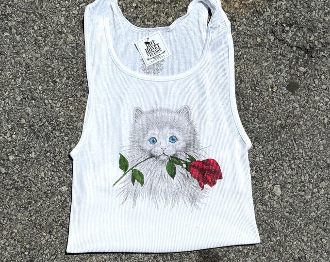 The “Sweet Rosie” Vintage Kitten Graphic Ribbed Tank