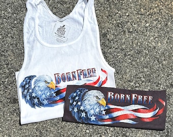 The “Born Free” Vintage Eagle Graphic Ribbed Tank