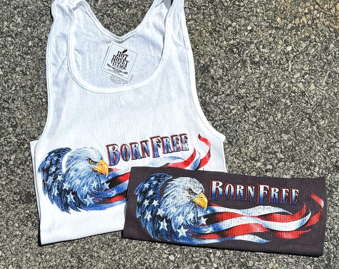The “Born Free” Vintage Eagle Graphic Ribbed Tank