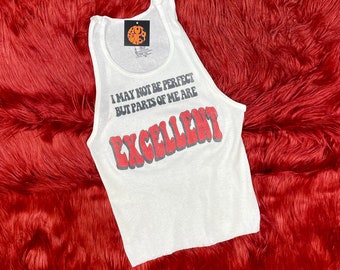Ribbed Tank with Parts Of Me Are Excellent Vintage Inspired Graphic
