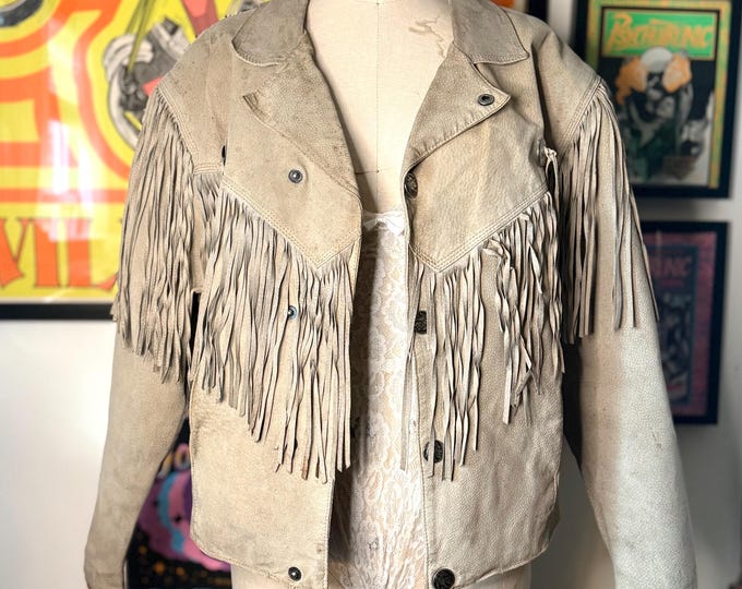 Vintage 1980 Tobruk Suede Fringe Western Jacket size 42