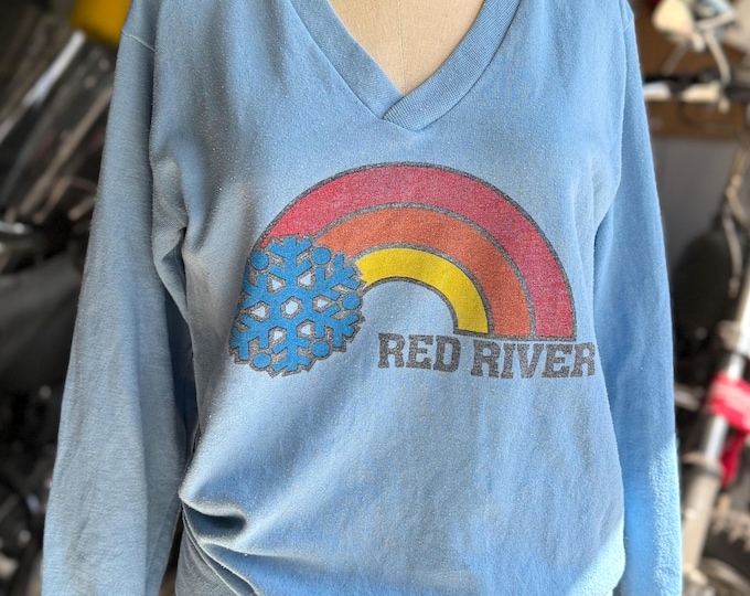 Vintage Red River Rainbow V-neck Sweatshirt