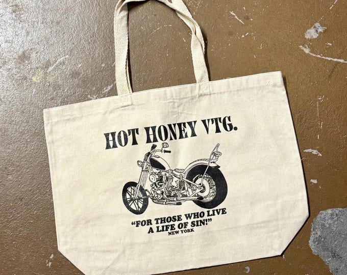 Hot Honey Shop Logo Canvas Tote with Vintage Inspired Graphic