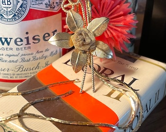 Vintage Gold Floral Bolo Necklace 1980 1990