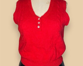 Vintage 1960 L.L Bean Red Wool Sweater Vest