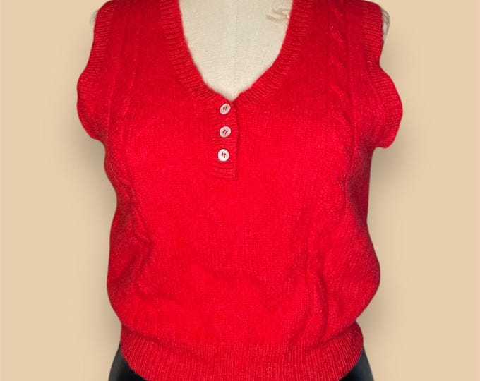 Vintage 1960 L.L Bean Red Wool Sweater Vest