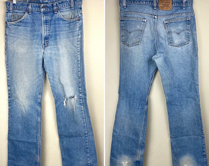 Vintage 1980 Levi’s 517 Orange Tab Distressed Denim Waist 36”
