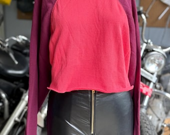 Vintage Cropped Pink Purple Raglan Sweatshirt
