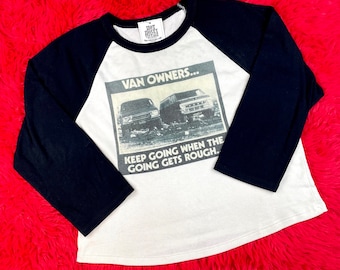 3/4 Sleeve Raglan Ribbed Baby Tee With Vintage Inspired Van Owners Graphic