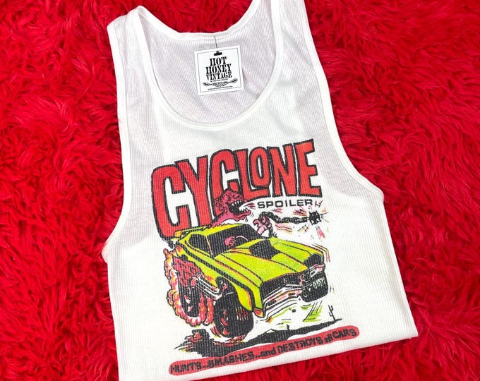 Ribbed Tank with Cyclone Vintage Inspired Graphic