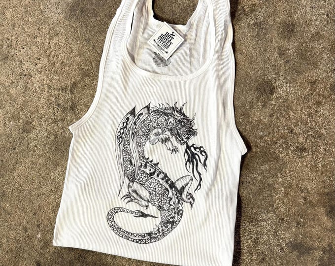 Fire Breathing Dragon Vintage Inspired Ribbed Tank