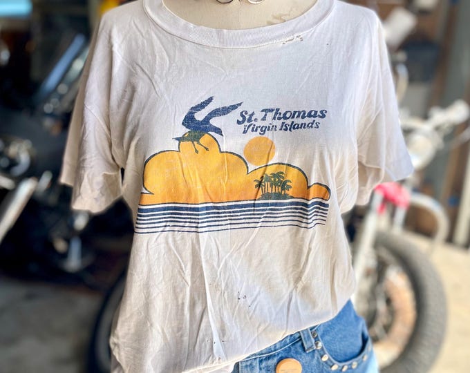Vintage 1980 Paperthin + Thrashed Virgin Islands Shirt