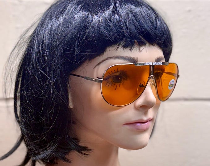 Vintage Aviator Sunglasses, Orange Lens 'Night Driving'