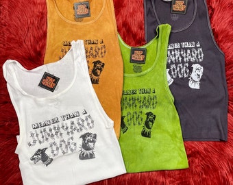Ribbed Tank with Meaner Than A Junkyard Dog Vintage Inspired Graphic