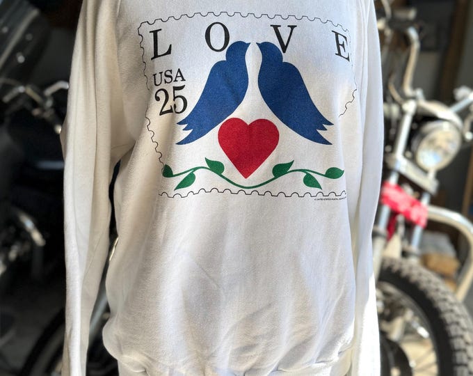Vintage Love Birds White Raglan Sweatshirt