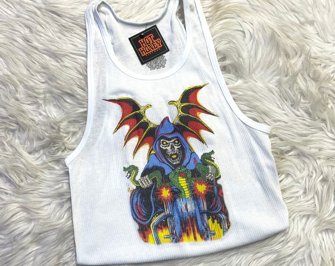 Ribbed Tank With Ghost Rider Vintage Inspired Graphic