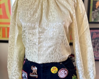 Vintage 1980 1990 Lemon Leopard Blouse