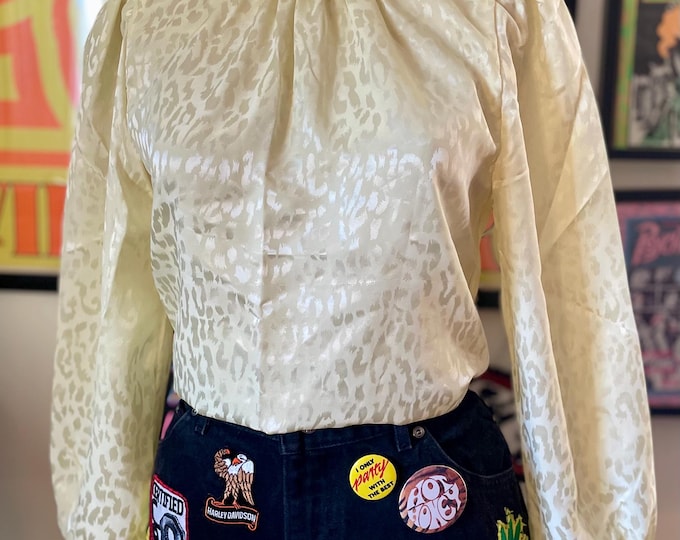 Vintage 1980 1990 Lemon Leopard Blouse